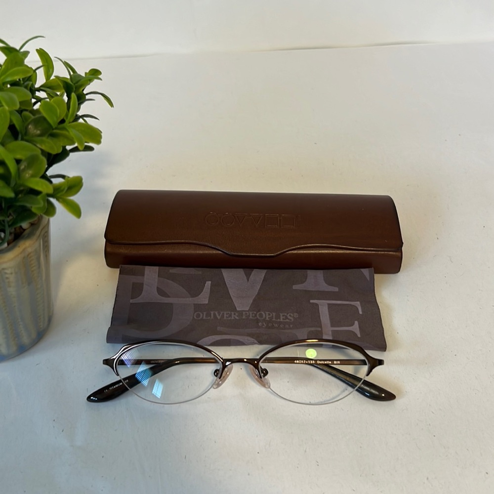 Oliver Peoples Dulcette BIR Brown Half‎ Rim Eyeglasses Frames 48-17 133 Japan
